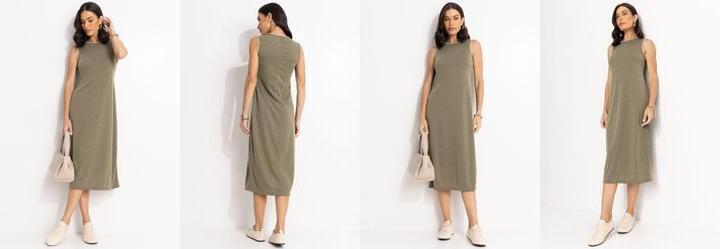 Vestido Verde em Malha Canelada