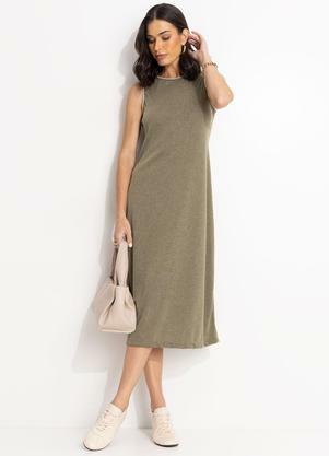 Vestido (Verde) em Malha Canelada