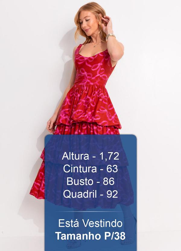 Farm - Vestido Camadas Balonê Laços Vermelho 6