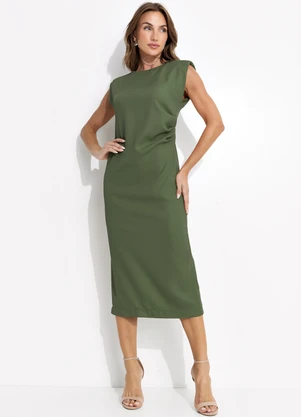 Quintess - Vestido Verde em Crepe Plano - QUINTESS