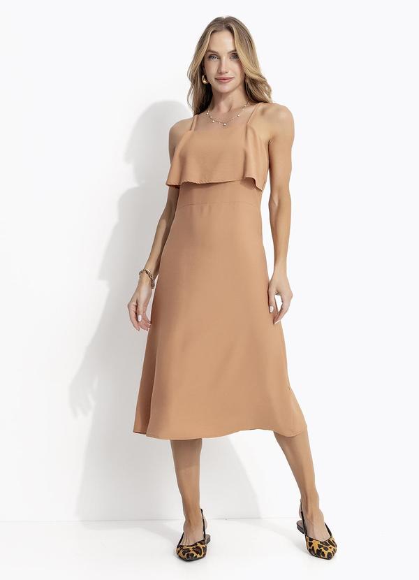 Vestido (Camel) em Crepe Plano