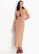 Vestido Camel em Malha Texturizada