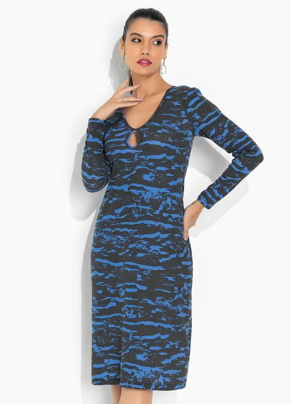 Moda Pop - Vestido Camuflada com Mangas Longas