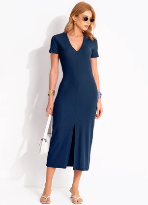 Colcci - Vestido Canelado Azul - COLCCI