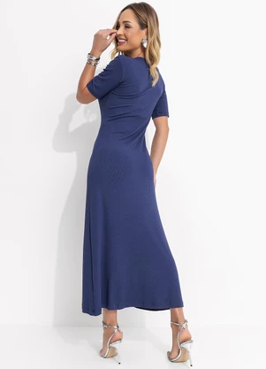 Colcci - Vestido Canelado Azul - COLCCI