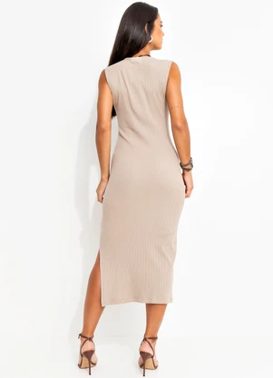 Forum - Vestido Canelado Bege - FORUM
