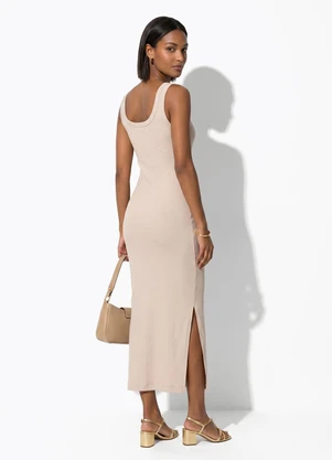 Colcci - Vestido Canelado Bege - COLCCI