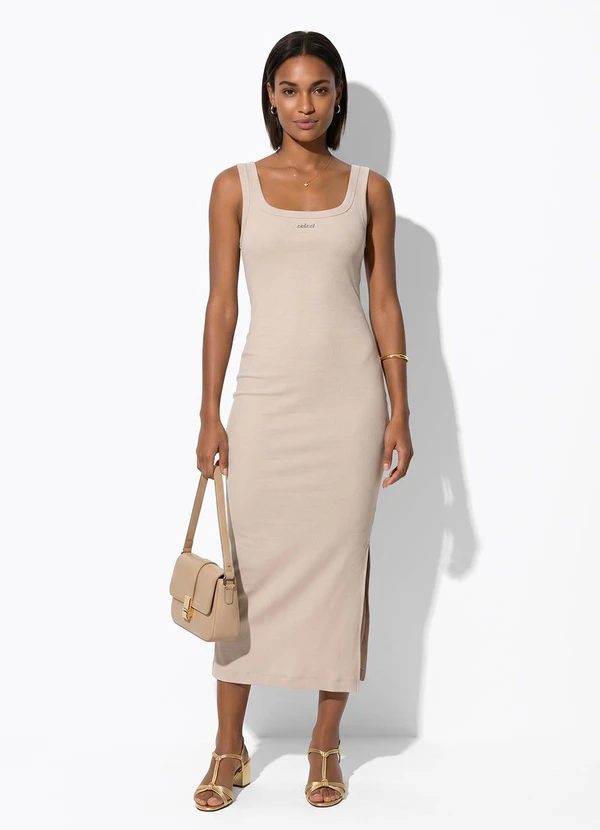 Colcci - Vestido Canelado Bege