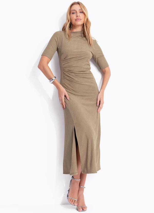 Colcci - Vestido Canelado Bege