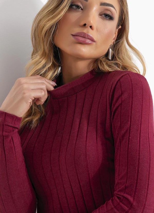 Colcci - Vestido Canelado Bordô 4