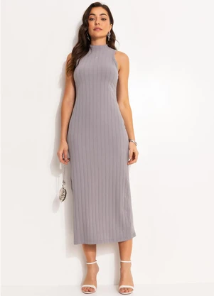 Colcci - Vestido Canelado Cinza - COLCCI