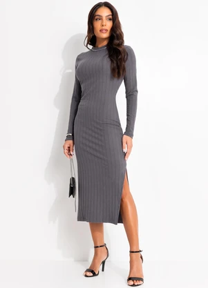 Colcci - Vestido Canelado Cinza - COLCCI