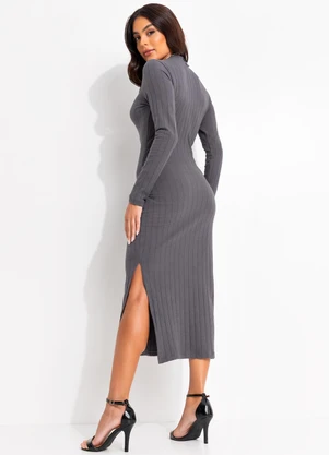 Colcci - Vestido Canelado Cinza - COLCCI