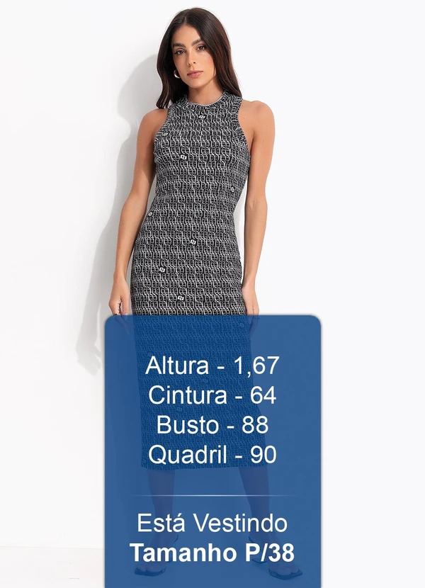 Colcci - Vestido Canelado Estampado Preto 6