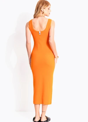 Colcci - Vestido Canelado Laranja - COLCCI