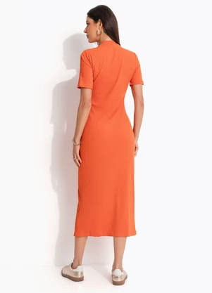 Colcci - Vestido Canelado Laranja - COLCCI