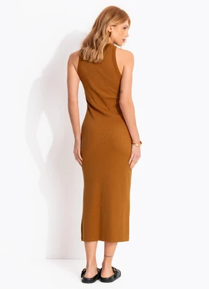 Colcci - Vestido Canelado Marrom - COLCCI