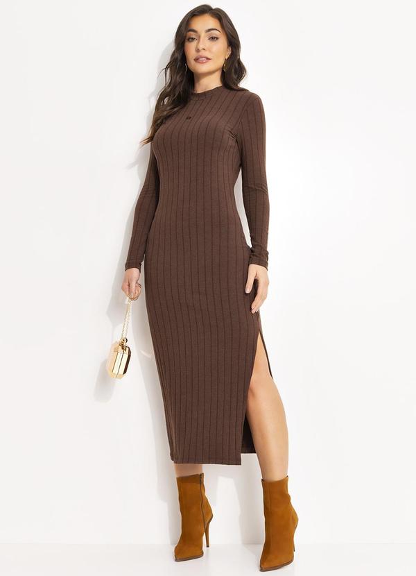 Colcci - Vestido Canelado Marrom