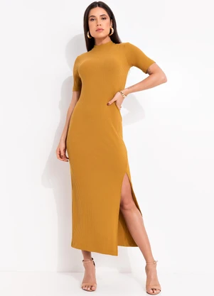 Colcci - Vestido Canelado Marrom - COLCCI