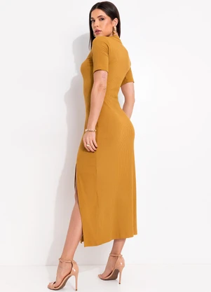 Colcci - Vestido Canelado Marrom - COLCCI