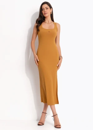 Colcci - Vestido Canelado Marrom - COLCCI