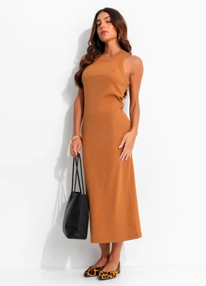 Colcci - Vestido Canelado Marrom - COLCCI