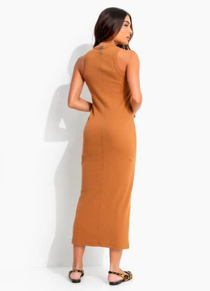 Colcci - Vestido Canelado Marrom - COLCCI