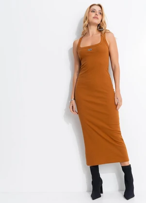 Colcci - Vestido Canelado Marrom - COLCCI