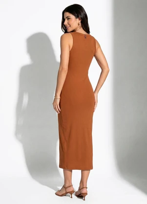 Colcci - Vestido Canelado Marrom - COLCCI