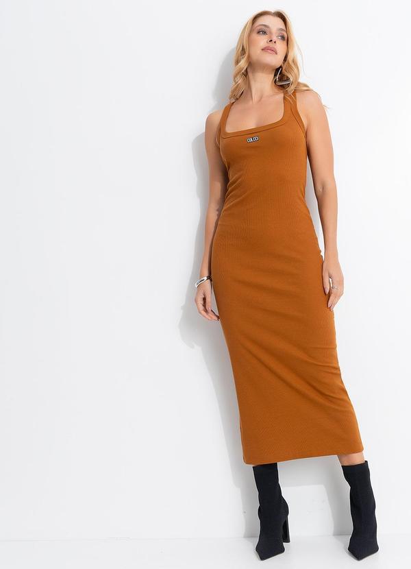 Colcci - Vestido Canelado Marrom