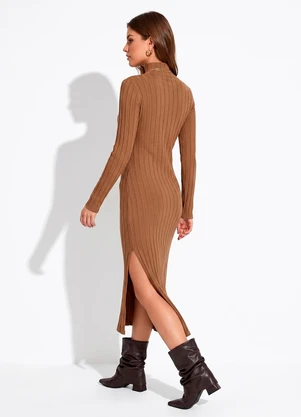 Colcci - Vestido Canelado Marrom - COLCCI