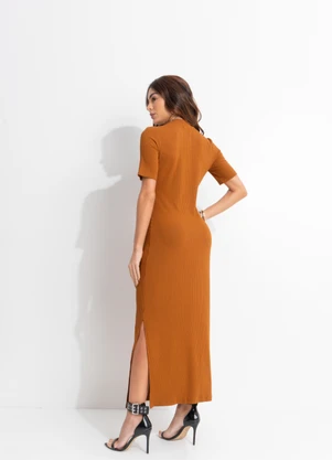 Colcci - Vestido Canelado Marrom - COLCCI