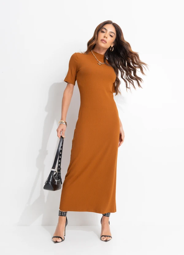 Colcci - Vestido Canelado Marrom