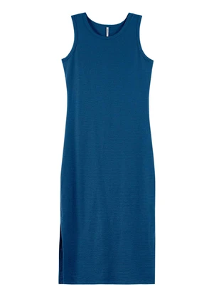 Outlet - Vestido Canelado Midi Adulto Feminino Azul - OUTLET