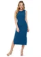 Outlet - Vestido Canelado Midi Adulto Feminino Marrom - variação: Azul