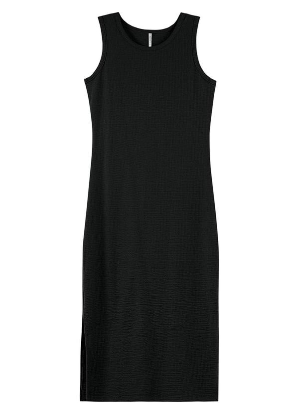Rezzato - Vestido Canelado Midi Adulto Feminino Preto