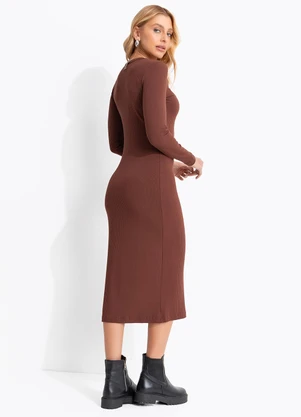 Colcci Jeans - Vestido Canelado Midi Cj Marrom - COLCCI JEANS