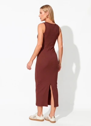 Colcci Jeans - Vestido Canelado Midi Cj Marrom - COLCCI JEANS