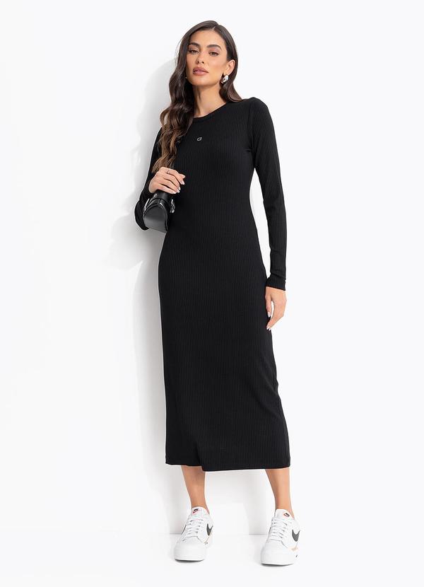 Colcci Jeans - Vestido Canelado Midi Cj Preto