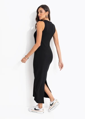 Colcci Jeans - Vestido Canelado Midi Cj Preto - COLCCI JEANS