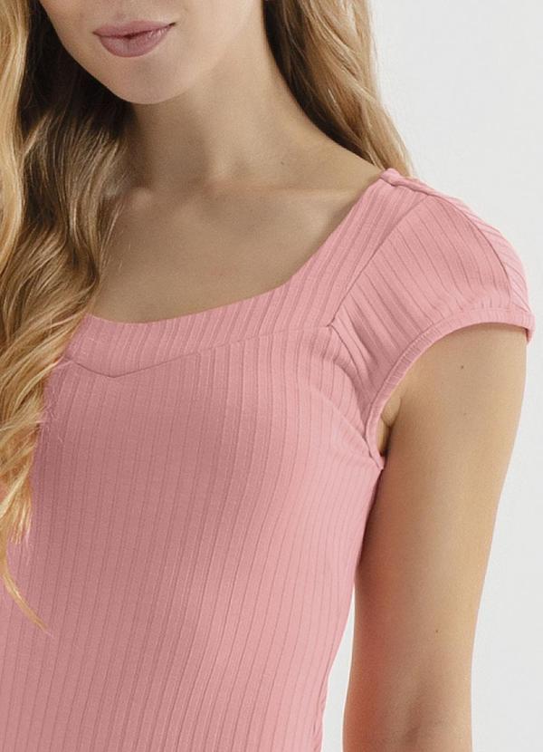 Cativa - Vestido Canelado Midi com Fenda Rosa 2