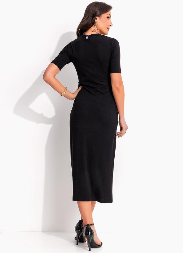 Colcci - Vestido Canelado Midi Preto 2