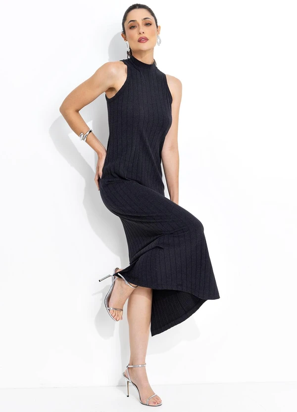 Colcci - Vestido Canelado Preto