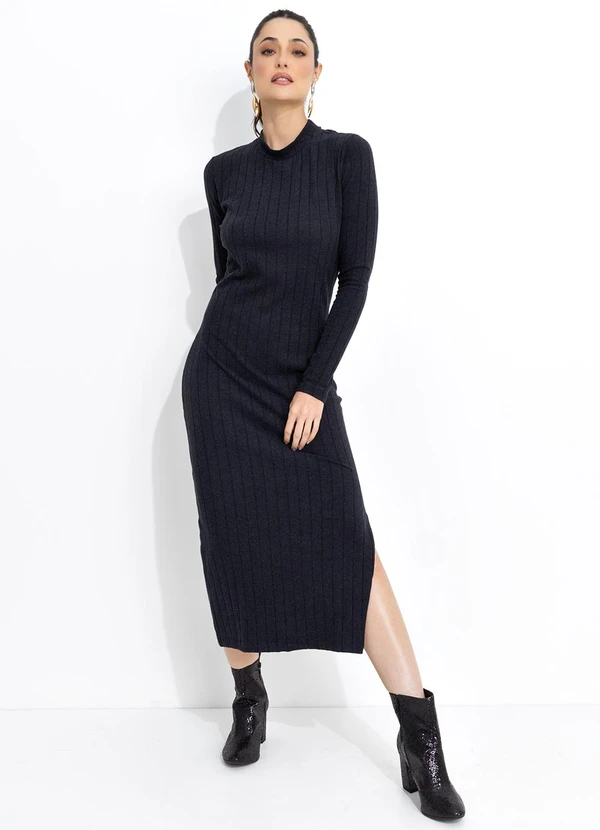 Colcci - Vestido Canelado Preto