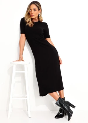 Colcci - Vestido Canelado Preto - COLCCI