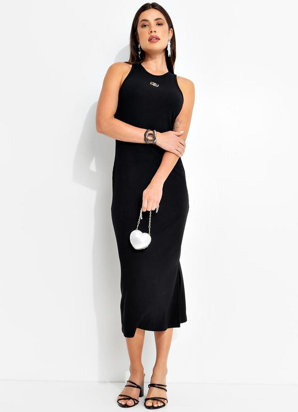 Colcci - Vestido Canelado Preto