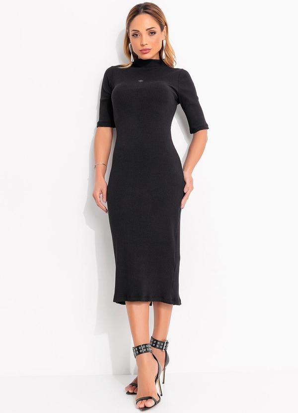 Forum - Vestido Canelado Preto