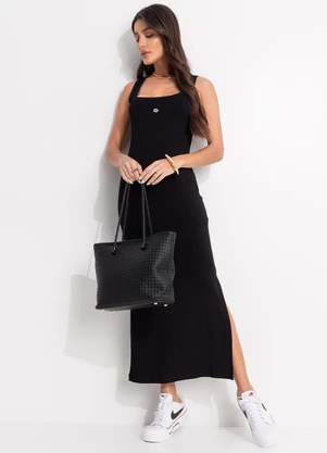 Colcci - Vestido Canelado Preto - COLCCI