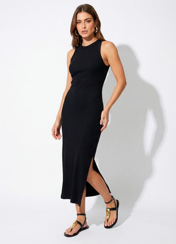 Colcci - Vestido Canelado Preto