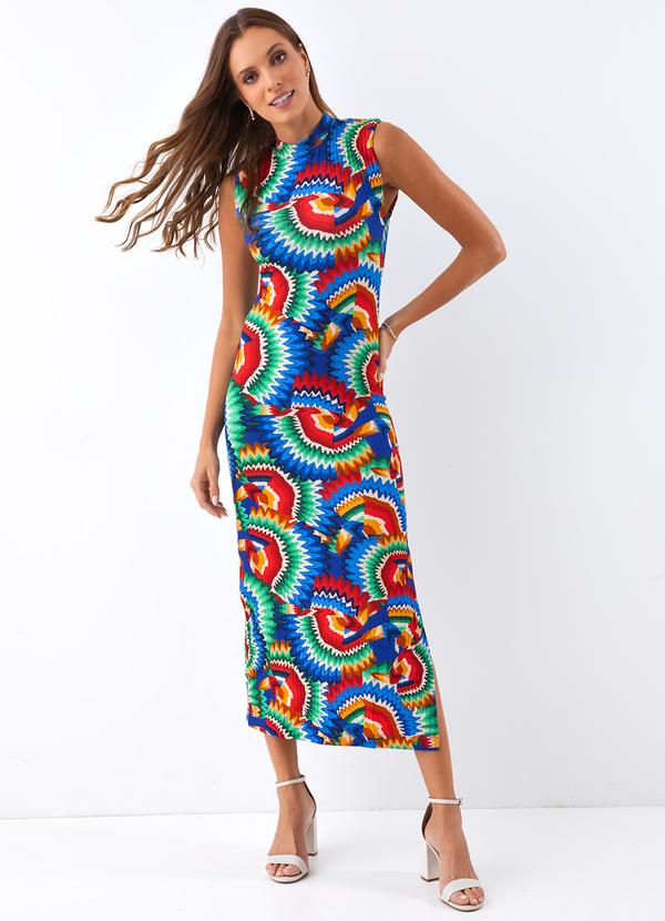 Farm - Vestido Canelado Tuka Azul